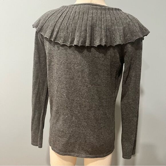 NEW Udel New York Charcoal Grey Knit Pleated Collar Long Sleeve Top Size Large - Picture 6 of 9